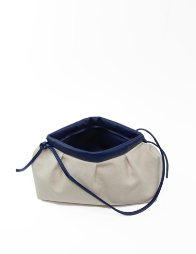 Sac en cuir et toile luxe Coco Bleu | Atelier Farny