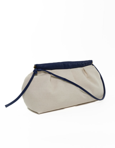Sac en cuir et toile luxe Coco Bleu | Atelier Farny
