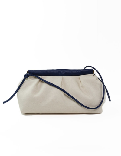 Sac en cuir et toile luxe Coco Bleu | Atelier Farny