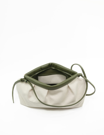 Sac en cuir et toile luxe Coco Kaki | Atelier Farny